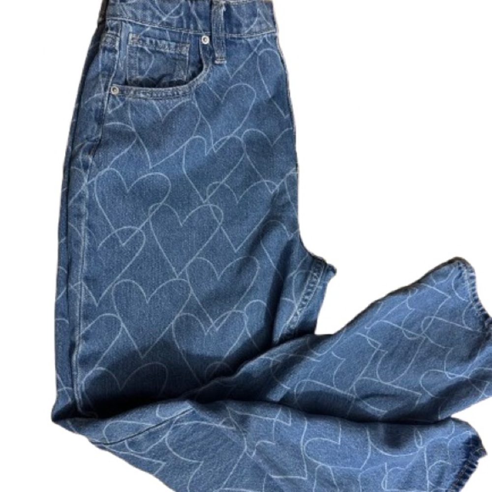 Old Navy Blue Heart Pattern Women Jeans